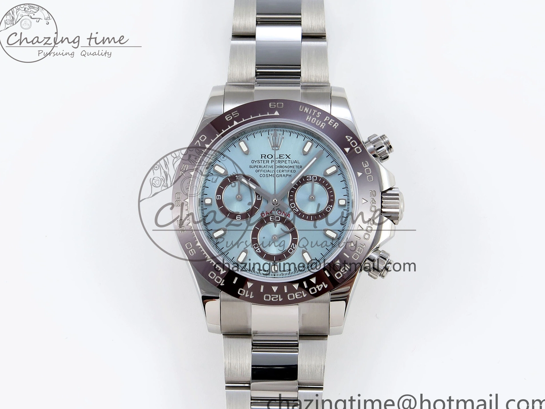 0418 TimelessDesign DAYTONA 116506 SS OMF BEST EDITION ICE BLUE DIAL ON SS BRACELET A7750 (SLIM MOVEMENT) 1811
